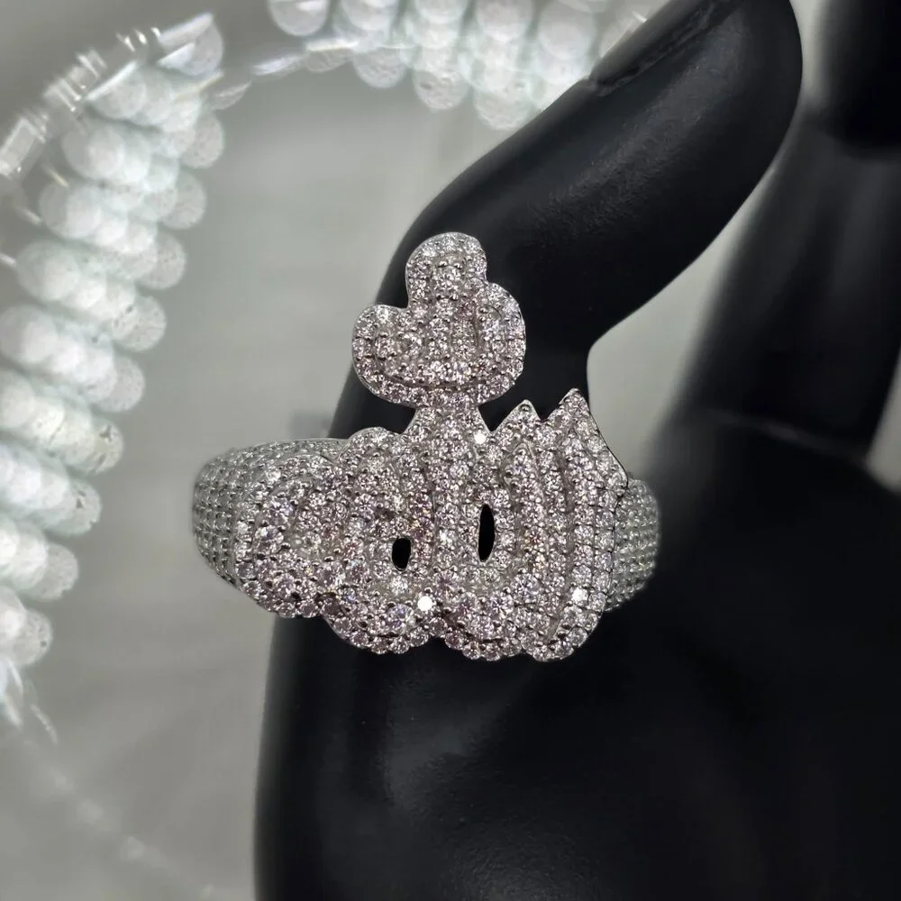 Allah Ring - 4ct Solid 925 Sterling Silver Iced out VVS D Moissanite Size 12